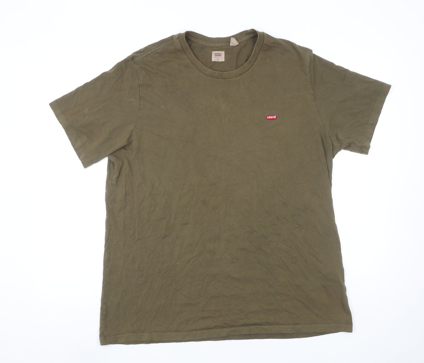Levi's Men's Khaki Green Crew Neck Cotton T-Shirt XL Classic Fit