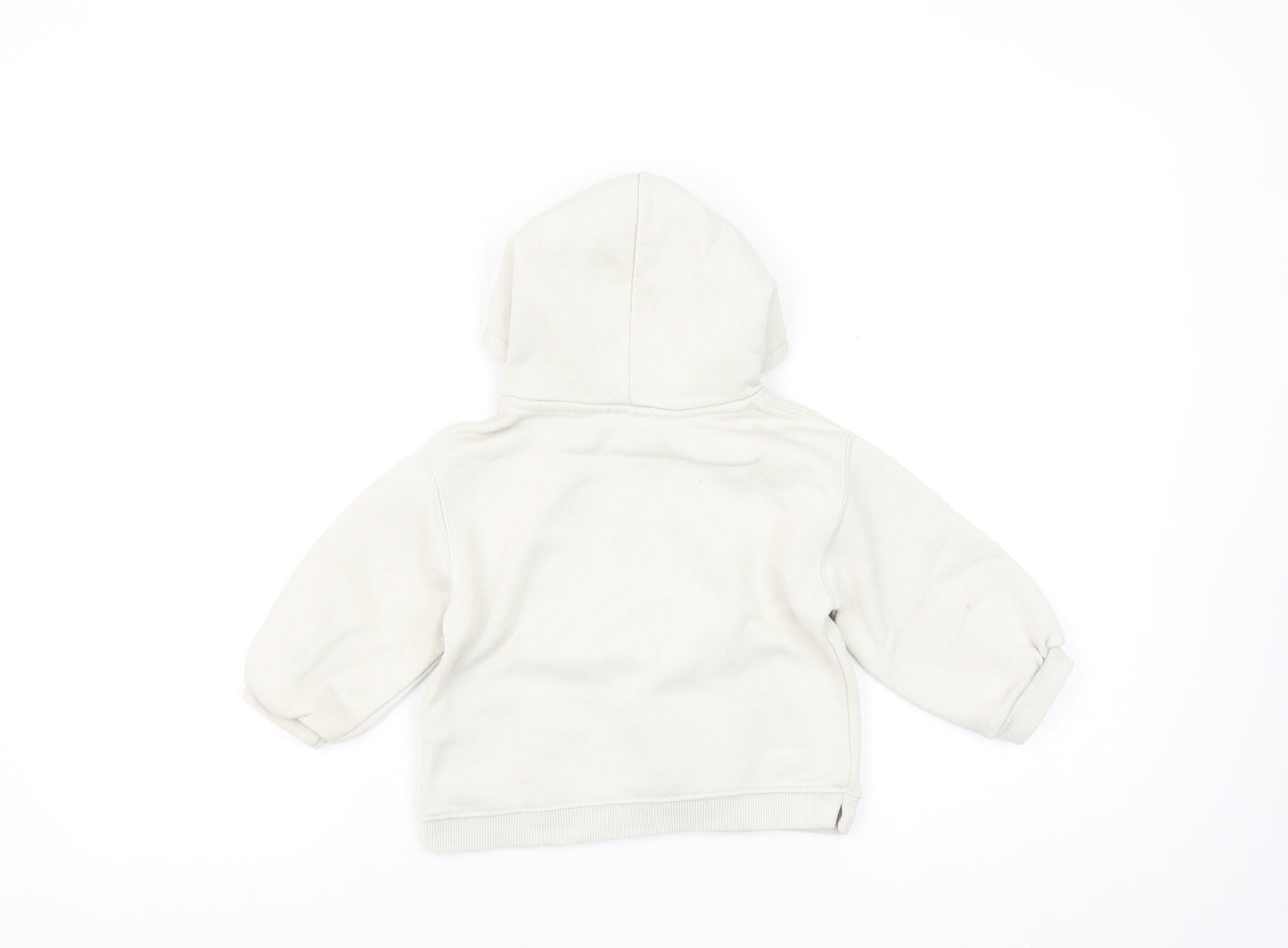 ZARA Girls Beige Teddy Bear Graphic Pullover Hoodie 2-3 Years