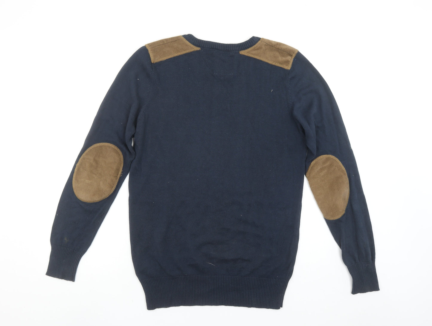 Brave Soul Men's Blue Cotton Crew Neck Pullover Jumper Size S