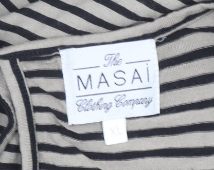 Masai Women Beige Striped Sleeveless Knee Length Shift Dress XL