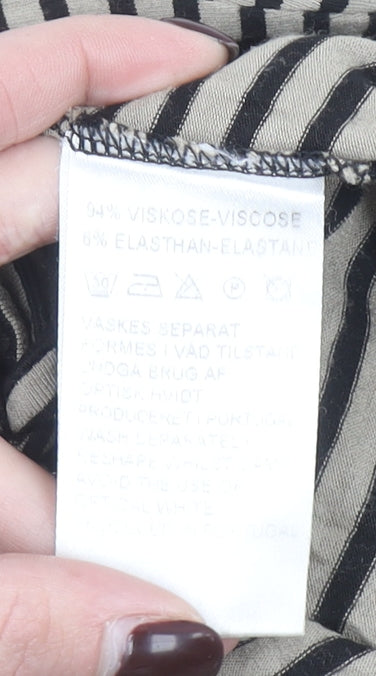 Masai Women Beige Striped Sleeveless Knee Length Shift Dress XL