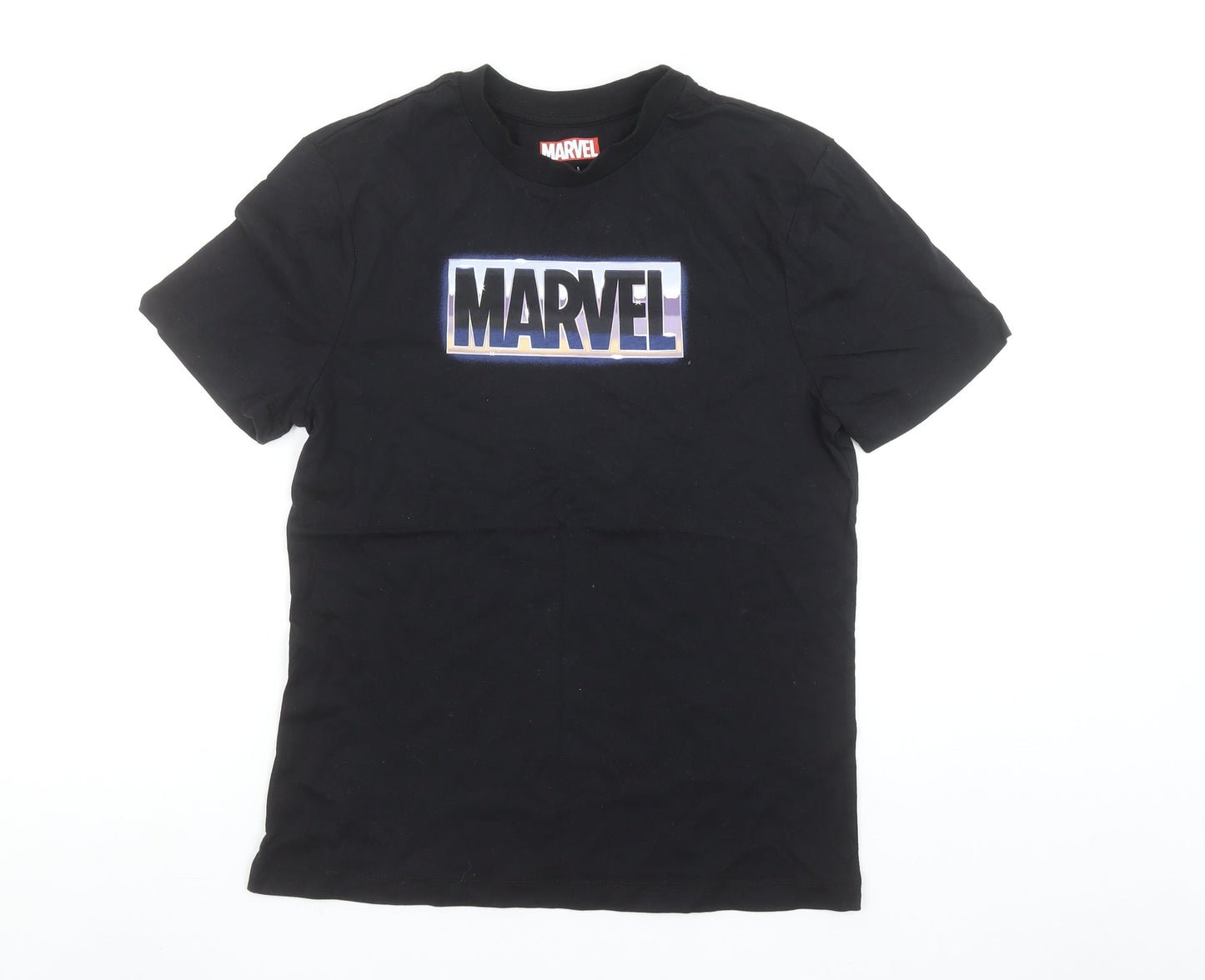 Marvel Men's Black Short Sleeve Cotton Graphic Logo T-Shirt Size S