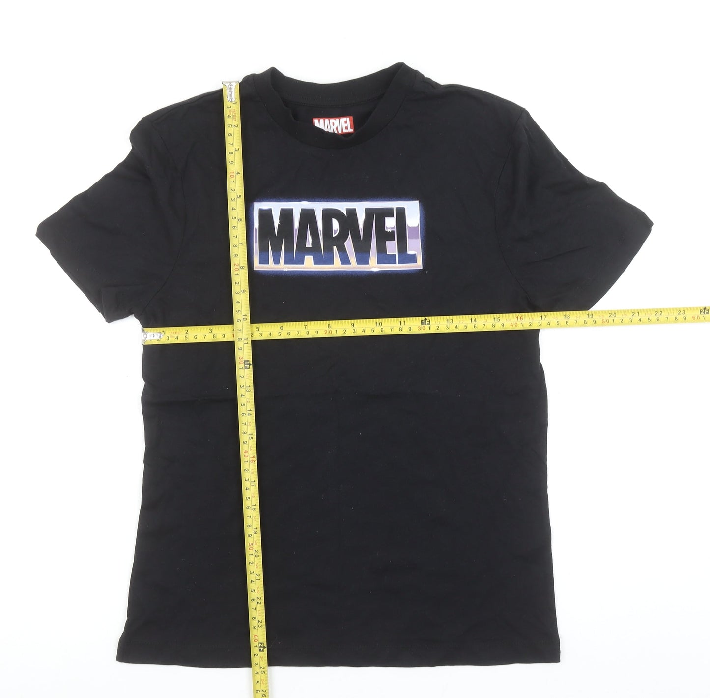 Marvel Men's Black Short Sleeve Cotton Graphic Logo T-Shirt Size S