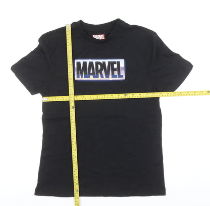 Marvel Men's Black Short Sleeve Cotton Graphic Logo T-Shirt Size S