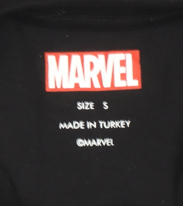 Marvel Men's Black Short Sleeve Cotton Graphic Logo T-Shirt Size S
