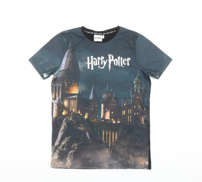Harry Potter Boys Black 12-13 Years Graphic Print Short Sleeve T-Shirt