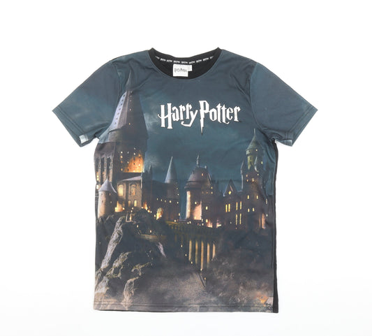 Harry Potter Boys Black 12-13 Years Graphic Print Short Sleeve T-Shirt