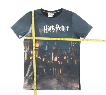 Harry Potter Boys Black 12-13 Years Graphic Print Short Sleeve T-Shirt