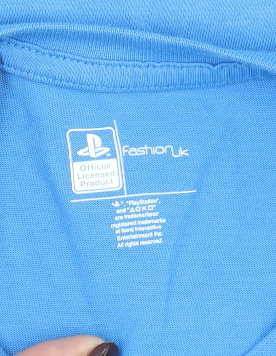 F&F Girls Blue PlayStation Sequin Gamer for Life T-Shirt 11-12 Years