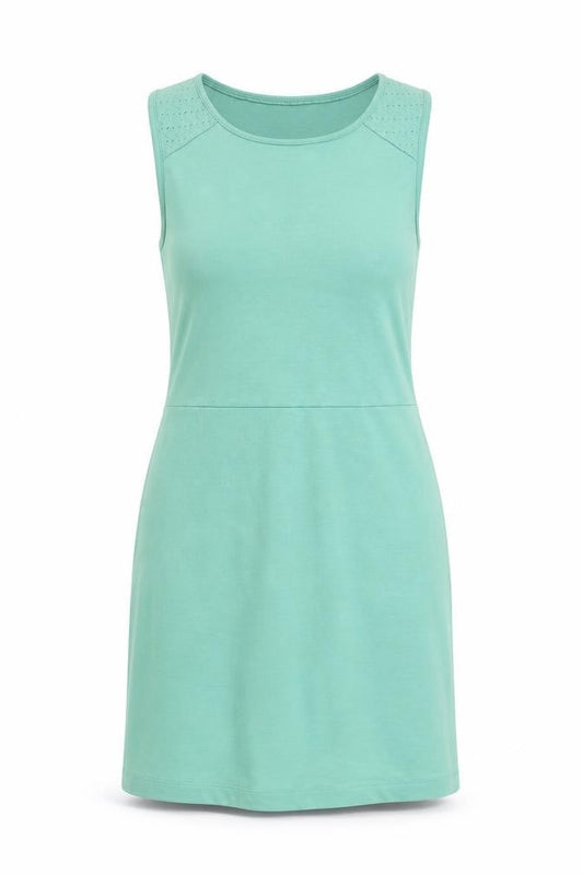 Front view of EDC Women's Green Sleeveless Bodycon Dress, size S