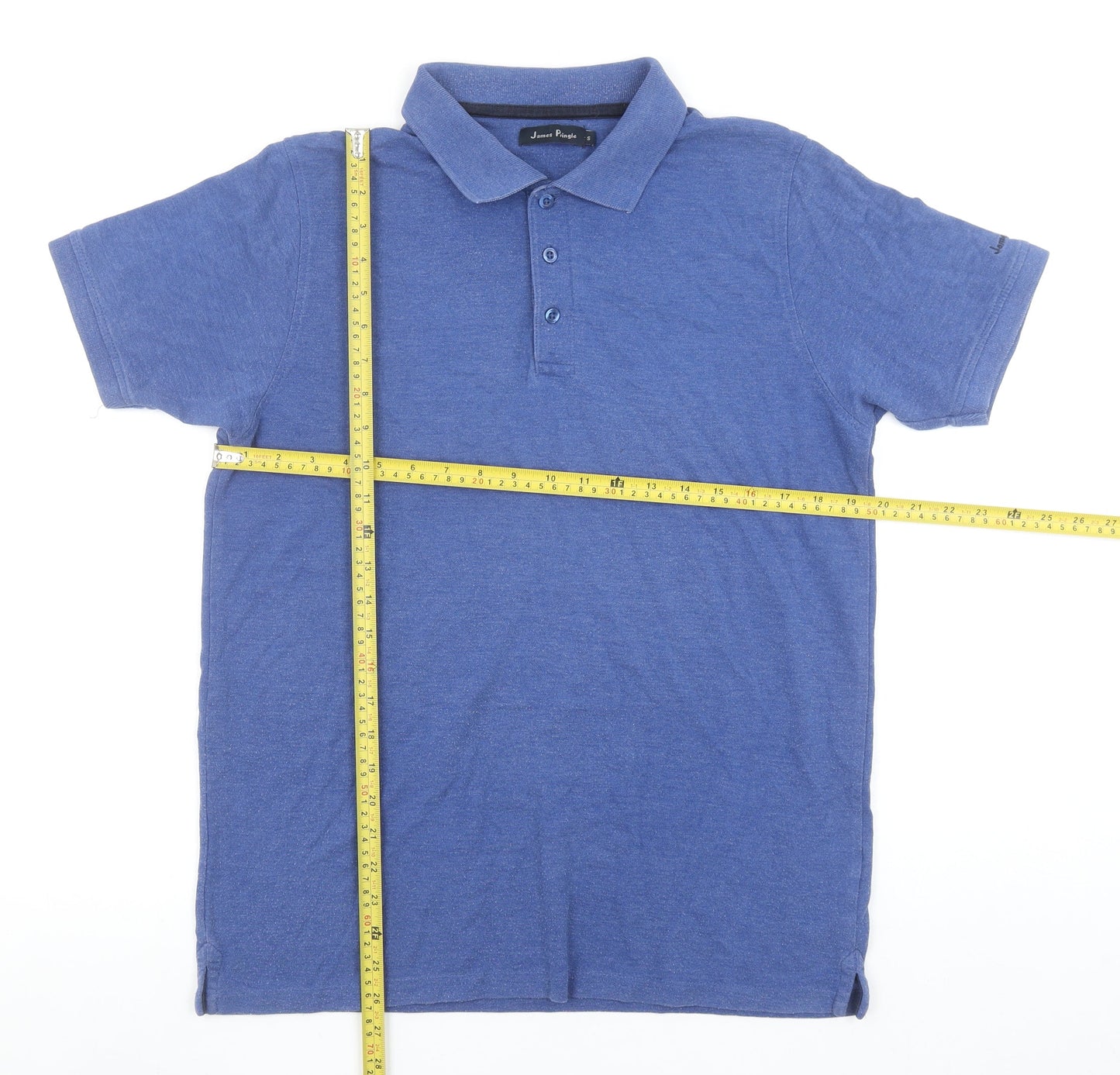 James Pringle Men's Blue Cotton Short Sleeve Polo Shirt M