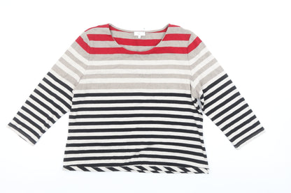 CC Women’s Multicoloured Striped Cotton 3/4 Sleeve T-Shirt XL