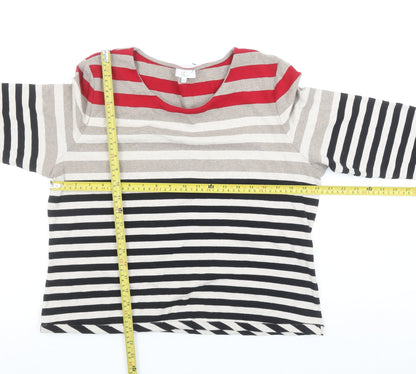 CC Women’s Multicoloured Striped Cotton 3/4 Sleeve T-Shirt XL