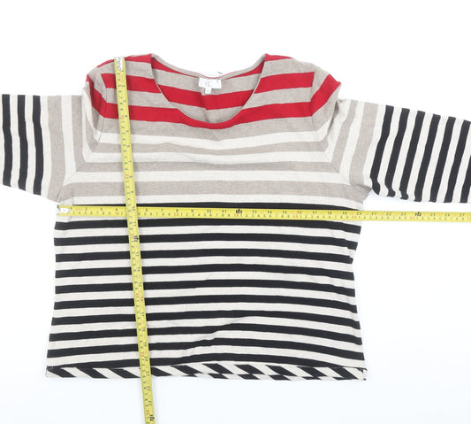 CC Women’s Multicoloured Striped Cotton 3/4 Sleeve T-Shirt XL