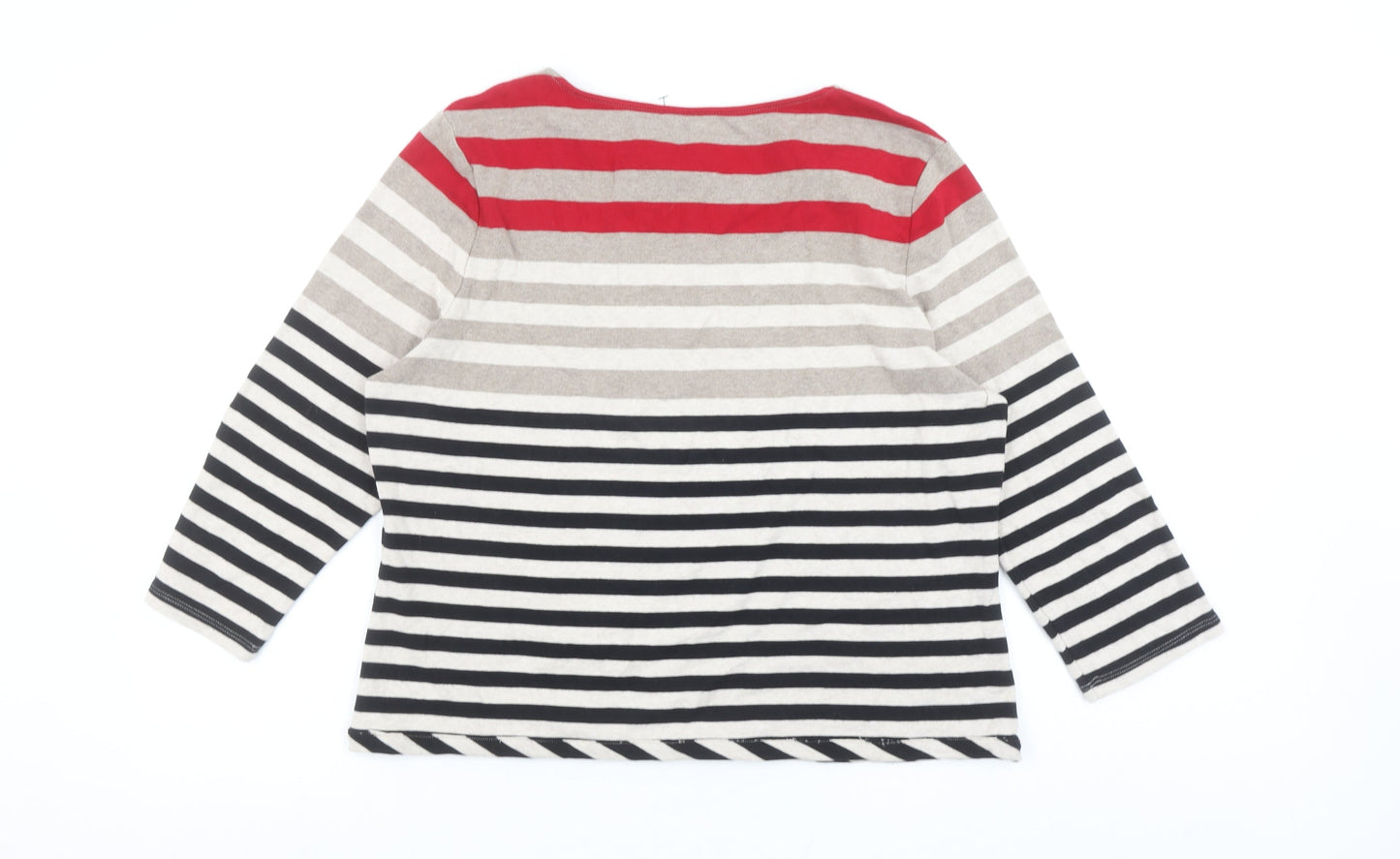 CC Women’s Multicoloured Striped Cotton 3/4 Sleeve T-Shirt XL