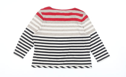 CC Women’s Multicoloured Striped Cotton 3/4 Sleeve T-Shirt XL