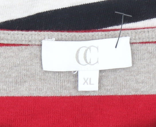 CC Women’s Multicoloured Striped Cotton 3/4 Sleeve T-Shirt XL