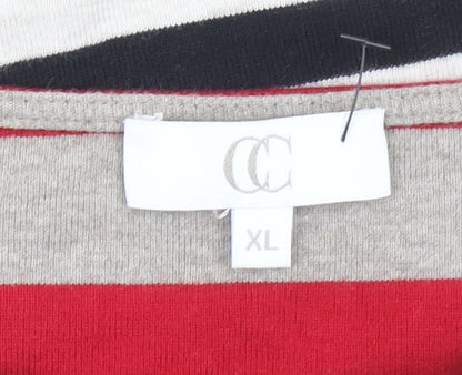 CC Women’s Multicoloured Striped Cotton 3/4 Sleeve T-Shirt XL