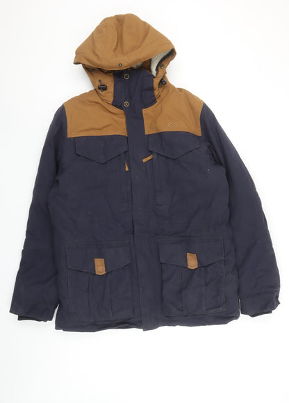 Quechua Men's Blue Parka Jacket M Waterproof Hooded Winter Coat