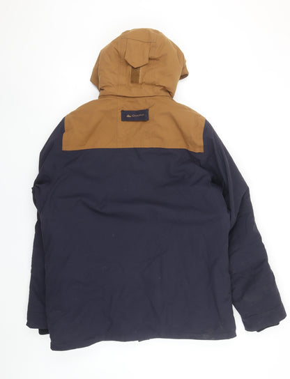 Quechua Men's Blue Parka Jacket M Waterproof Hooded Winter Coat