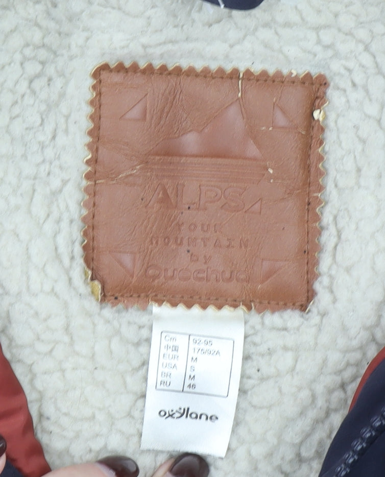 Quechua Men's Blue Parka Jacket M Waterproof Hooded Winter Coat