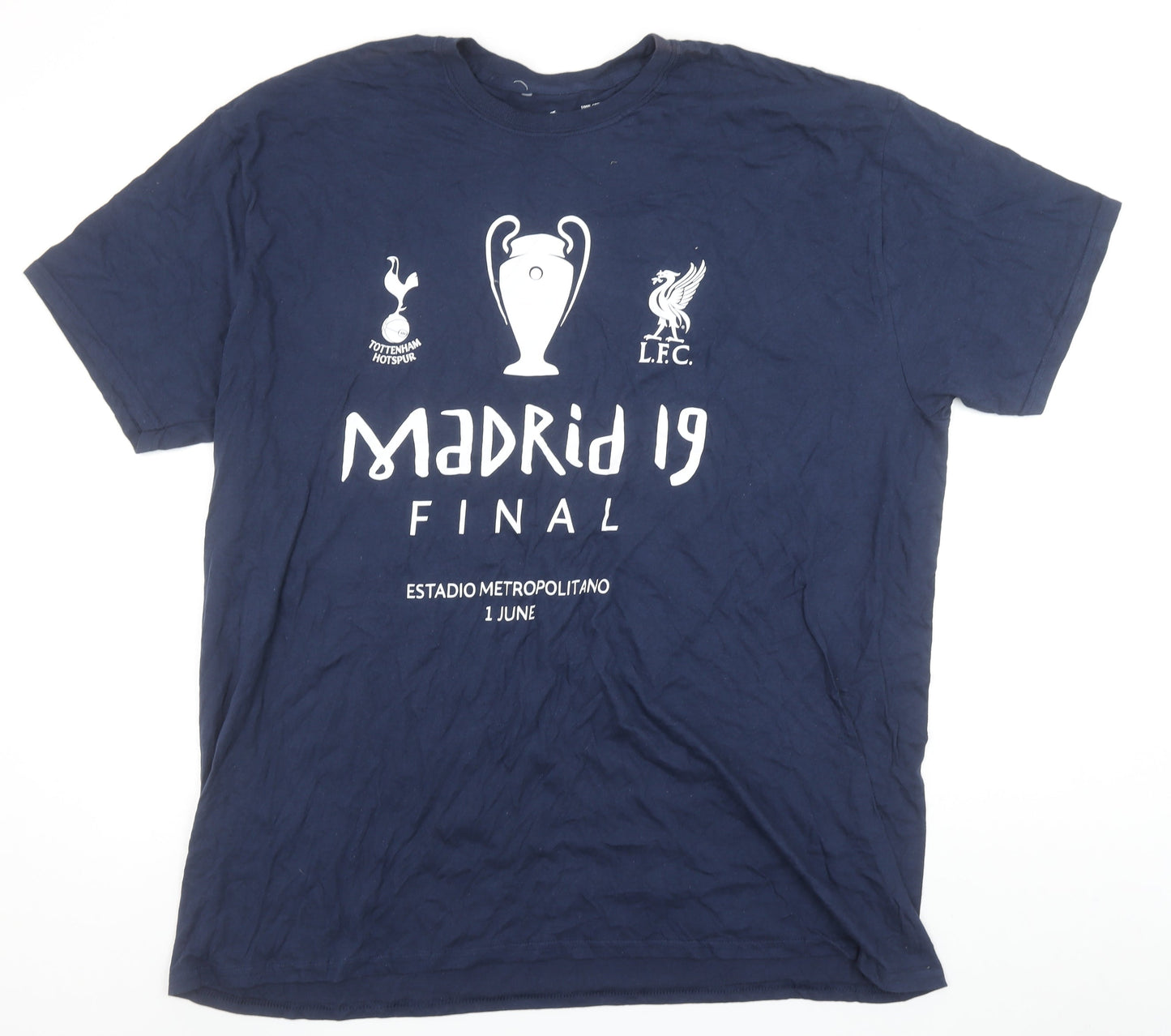 UEFA Champions League Madrid 19 Blue Men's 3XL Graphic T-Shirt