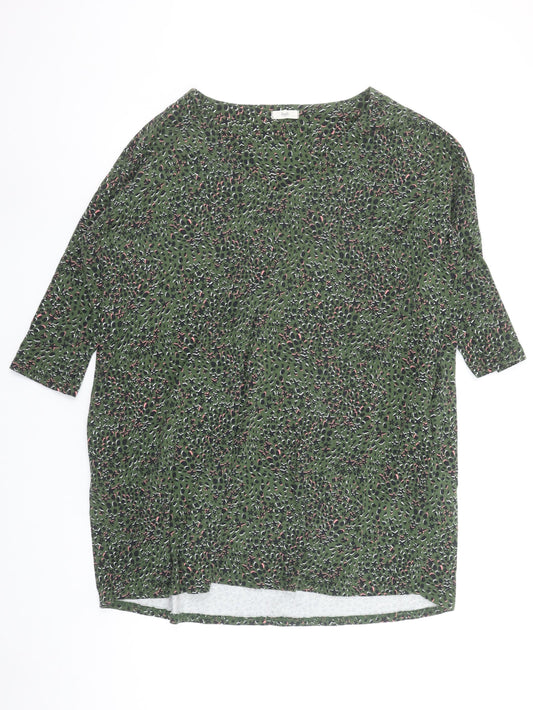 Hush Women Green Abstract Shift Dress Size 12 3/4 Sleeve Bohemian Style