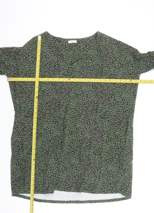 Hush Women Green Abstract Shift Dress Size 12 3/4 Sleeve Bohemian Style