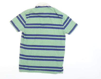 Hackett London Men's Green Striped Slim Fit Polo Shirt Size S
