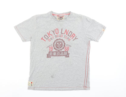 Tokyo Laundry Men's Grey Graphic Print Crew Neck T-Shirt Size L