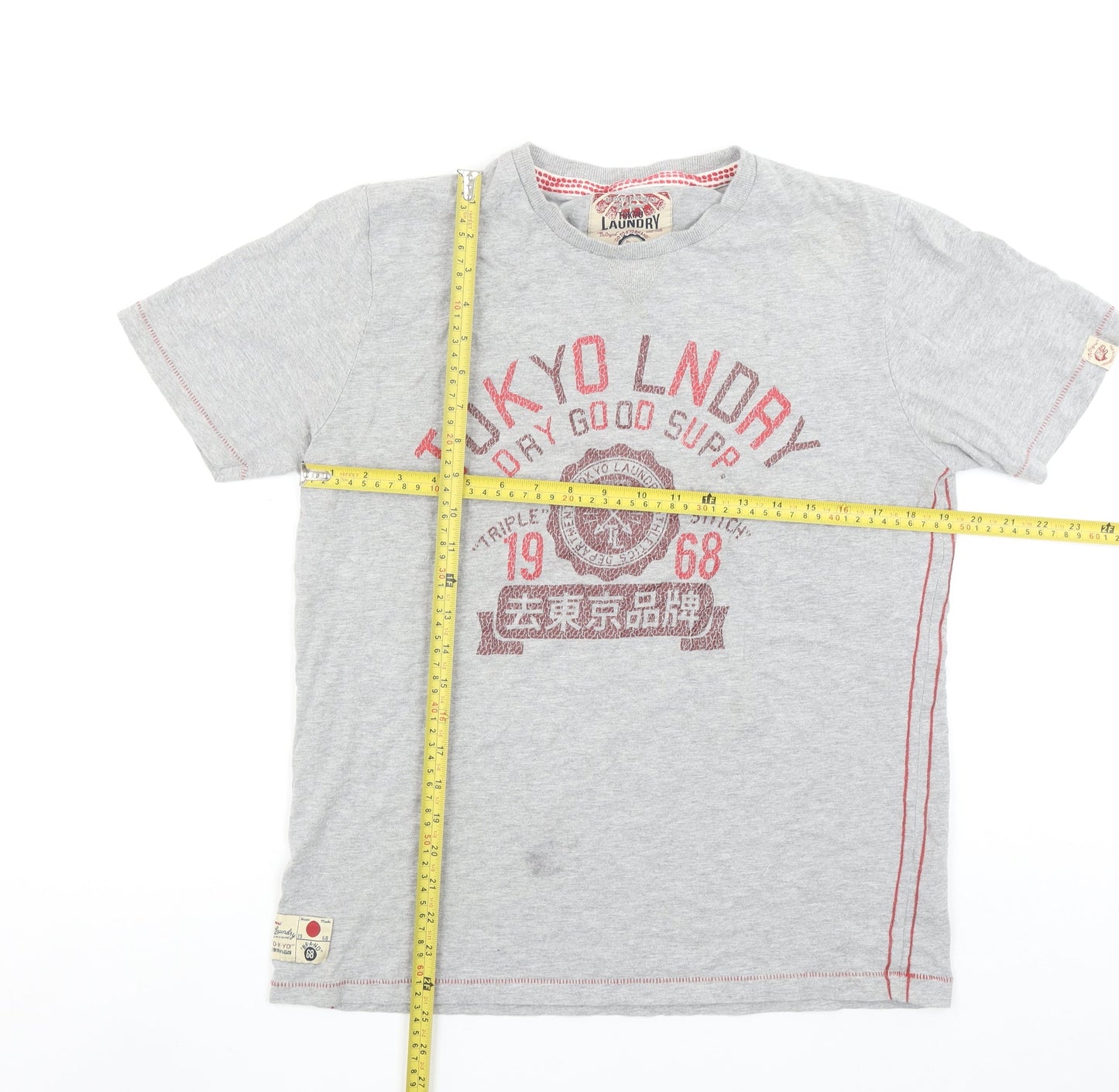 Tokyo Laundry Men's Grey Graphic Print Crew Neck T-Shirt Size L