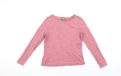 Laura Ashley Women’s Pink Long Sleeve Cotton Modal Basic T-Shirt UK 12