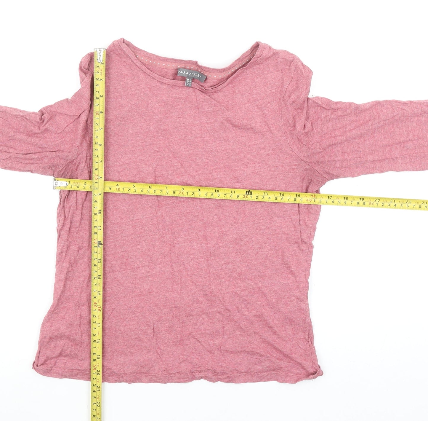 Laura Ashley Women’s Pink Long Sleeve Cotton Modal Basic T-Shirt UK 12