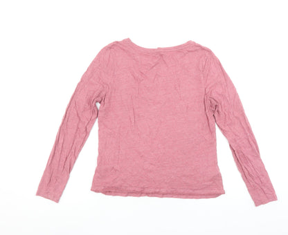 Laura Ashley Women’s Pink Long Sleeve Cotton Modal Basic T-Shirt UK 12