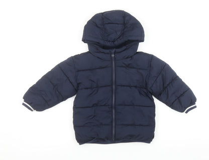 Baby GAP Girls Blue Hooded Puffer Jacket 3 Years Winter Water Resistant Coat