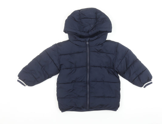 Baby GAP Girls Blue Hooded Puffer Jacket 3 Years Winter Water Resistant Coat