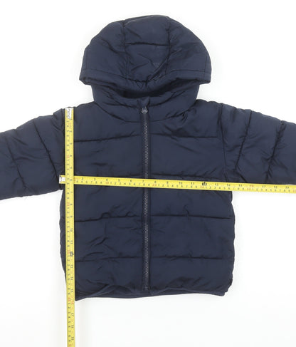 Baby GAP Girls Blue Hooded Puffer Jacket 3 Years Winter Water Resistant Coat