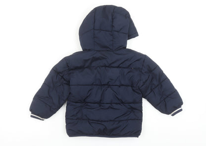 Baby GAP Girls Blue Hooded Puffer Jacket 3 Years Winter Water Resistant Coat