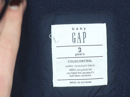 Baby GAP Girls Blue Hooded Puffer Jacket 3 Years Winter Water Resistant Coat