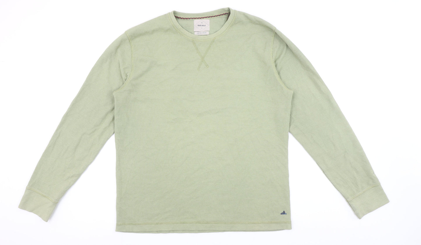 White Stuff Men's Caledon Green Long Sleeve Crew Neck T-Shirt Medium