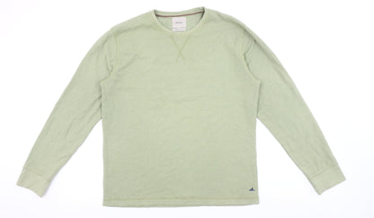 White Stuff Men's Caledon Green Long Sleeve Crew Neck T-Shirt Medium