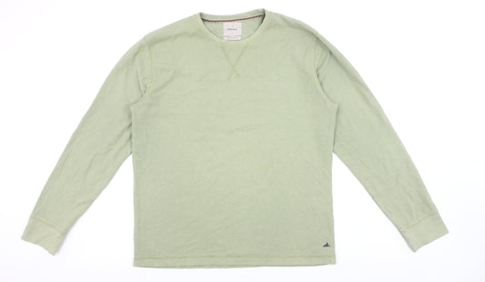 White Stuff Men's Caledon Green Long Sleeve Crew Neck T-Shirt Medium