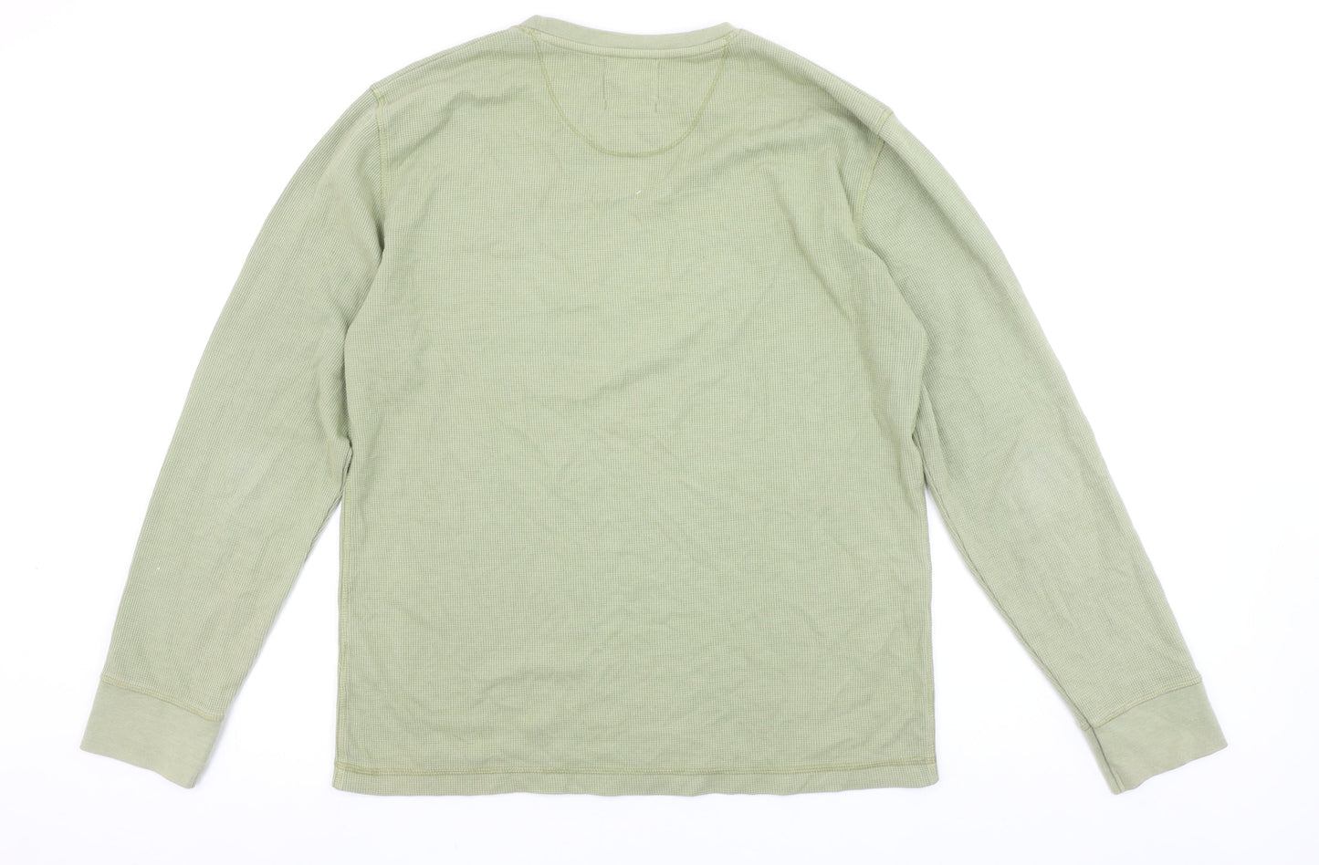 White Stuff Men's Caledon Green Long Sleeve Crew Neck T-Shirt Medium