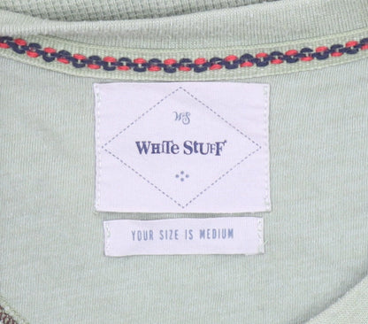 White Stuff Men's Caledon Green Long Sleeve Crew Neck T-Shirt Medium