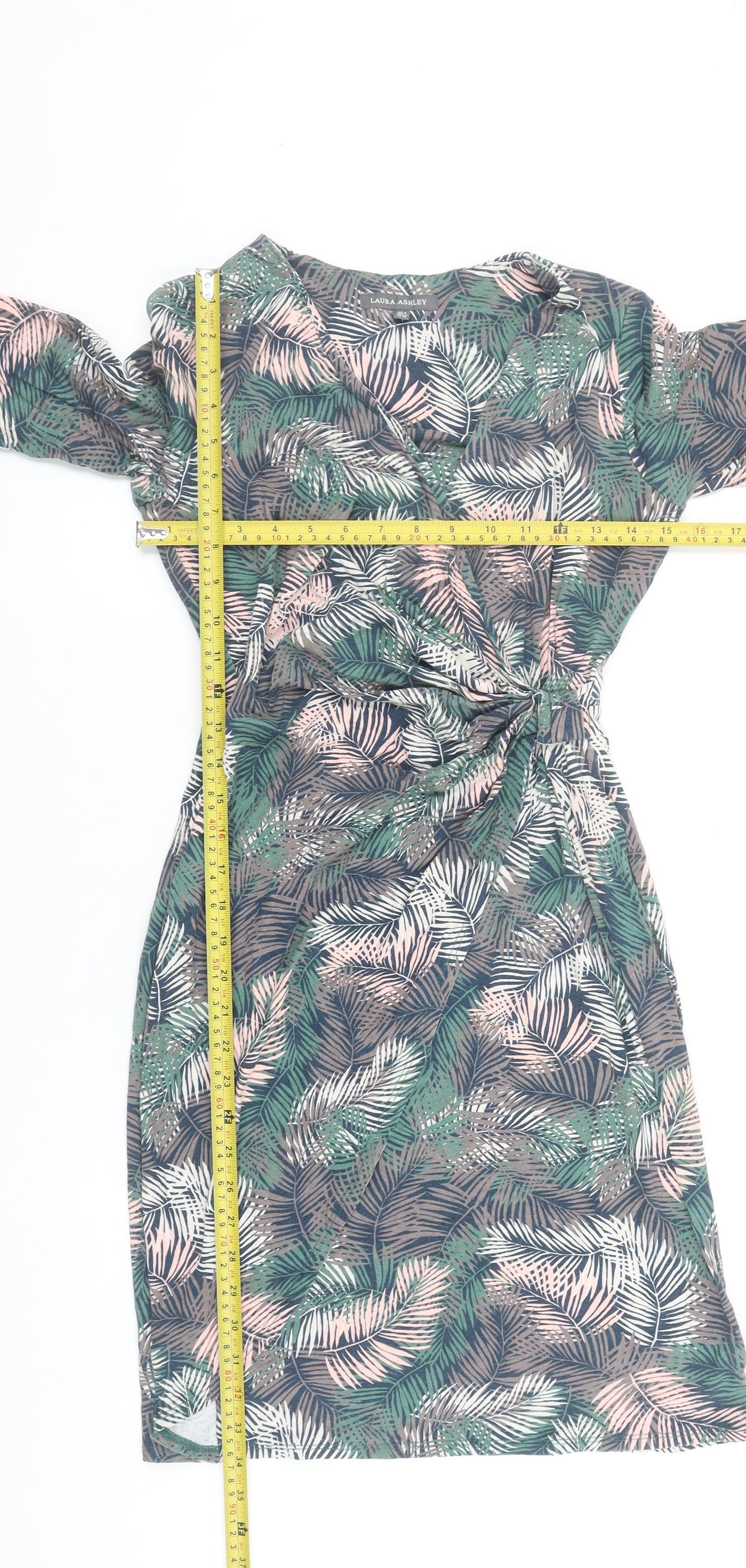 Laura Ashley Women’s Multicoloured Tropical Print Knee Length Wrap Dress Size 8