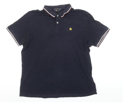 Admiral Men’s Navy Blue Cotton Polo Shirt L Short Sleeve Classic Fit