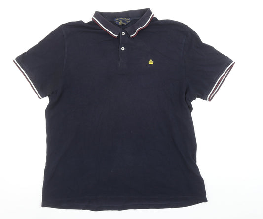 Admiral Men’s Navy Blue Cotton Polo Shirt L Short Sleeve Classic Fit