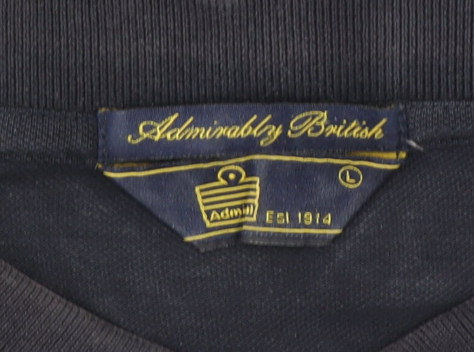 Admiral Men’s Navy Blue Cotton Polo Shirt L Short Sleeve Classic Fit