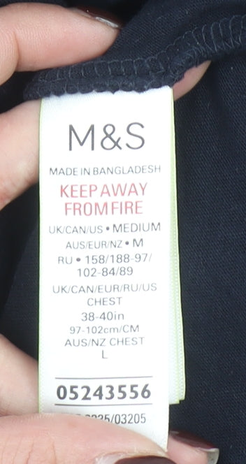 Marks and Spencer Men's Blue Christmas Beer Graphic Short Sleeve T-Shirt Size M