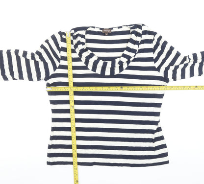Phase Eight Women’s Blue Striped Jersey Cowl Neck 3/4 Sleeve Top Size 18